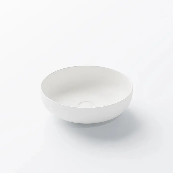 Vola Waschtisch - 0 x 0 cm - Weißes, rundes Waschbecken oder eine Schale mit einem kleinen mittigen Abfluss.