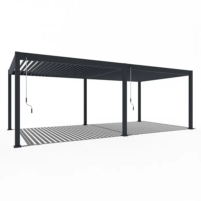 Weide Pergola Weide Pergola Deluxe freistehend 3,6 x 7,2 m Anthrazit Aluminium - Farbe Gestell: Sandpapier FinishAnthrazit / RAL Farbcode 7024, Aluminium - Dunkelgraue Metallpergola mit verstellbarem Lamellendach, bedienbar über Kurbelgriffe.