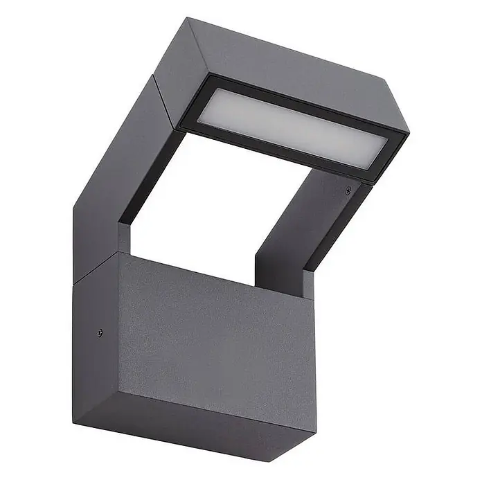 Arcchio Außenwandleuchte Kovato - alu / grau / zink, IP65 - Anthrazitfarbene moderne Außenwandleuchte mit geometrischem, offenem Rahmendesign und integriertem rechteckigem LED-Lichtpanel.