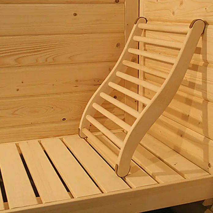 Karibu Sauna-Rückenlehne Classic - 41,5 x 53 cm, Holz - Sauna-Interieur mit Holzwänden und Liegefläche mit verstellbarer Rückenlehne, die für Komfort und Entspannung sorgt.
