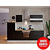 Respekta Composición de cocina (Ancho: 270 cm, Con dispositivos eléctricos, Negro)