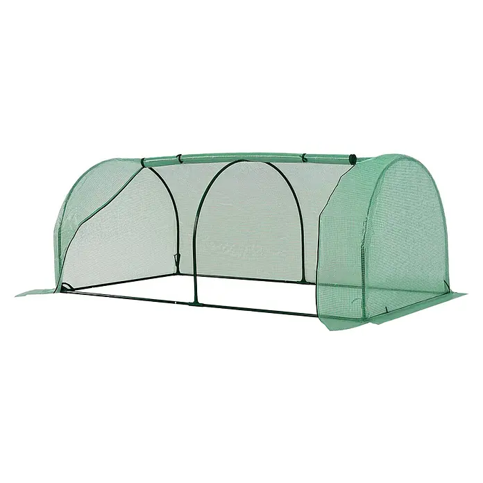 Outsunny Gewächshaus - 100 x 200 cm, Material Seitenwand: Kunststoff, 0,3 mm, Grün - Grünes, tragbares Gewächshaus mit Netzabdeckung und dunkelgrünem Rahmen, als Anzuchttunnel für Pflanzen konzipiert.