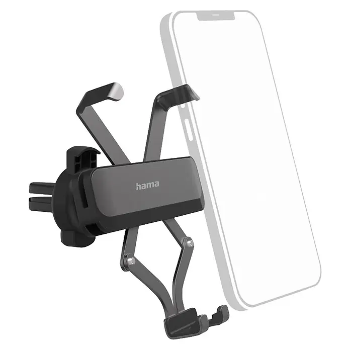 Hama Handyhalter 00201511 "Gravity Pro" für Lüftung anpassbar universal - Schwarz - Dunkelgrauer Hama Auto-Handyhalter für Lüftungsschlitze, der ein Smartphone sicher hält.