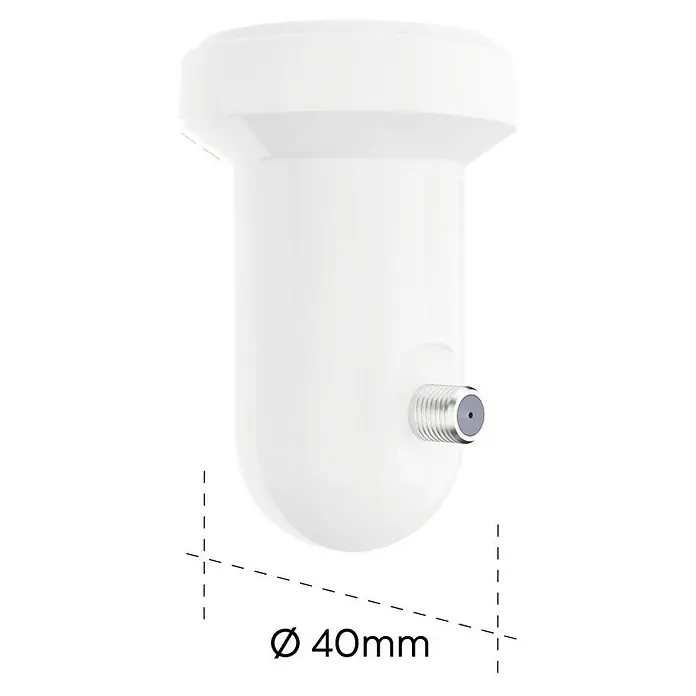 Hama Single-LNB 00205374 Universal-Single-LNB - Weiß - Weißer zylindrischer Satellitenkomponente mit F-Stecker und 40mm Durchmesser.