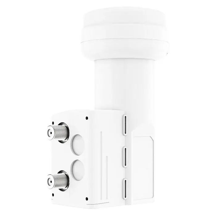 Hama Universal-Quattro-LNB 00205375 Universal-Twin-LNB - Weiß - Weißer Satelliten-LNB mit zwei F-Anschlüssen an der Seite.
