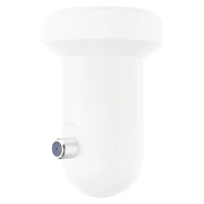 Hama Single-LNB 00205374 Universal-Single-LNB - Weiß - Weißer LNB-Konverter für Satellitenschüsseln mit silbernem F-Anschluss.
