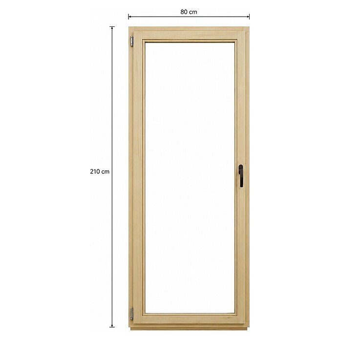 Balkonska vrata brez kljuke  (80 x 210 cm, Smer odpiranja: Levo, Natur) | 4746 - Holzfenster | GBDB - Fenster | GBD - Bauelemente | GB - Bauelemente | G - Holz/Bauelem | BAUHAUS
