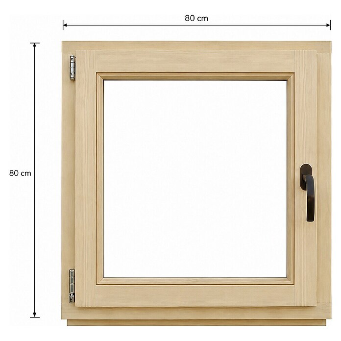 Leseno okno brez kljuke  (80 x 80 cm, Smer odpiranja: Levo, Natur) | Lesena okna | Okna | Okna, vrata in stopnice | Izdelki | BAUHAUS