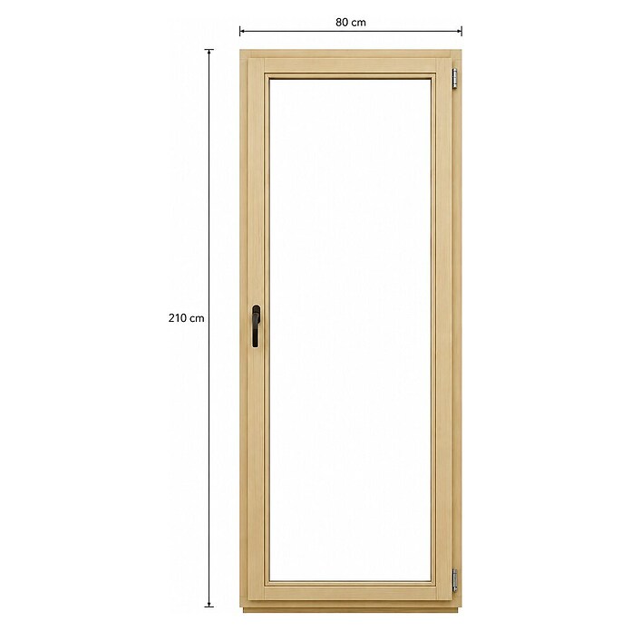 Balkonska vrata brez kljuke  (80 x 210 cm, Smer odpiranja: Desno, Natur) | 4746 - Holzfenster | GBDB - Fenster | GBD - Bauelemente | GB - Bauelemente | G - Holz/Bauelem | BAUHAUS
