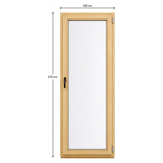 Balkonska vrata brez kljuke  (100 x 210 cm, Smer odpiranja: Desno, Natur) | 4746 - Holzfenster | GBDB - Fenster | GBD - Bauelemente | GB - Bauelemente | G - Holz/Bauelem | BAUHAUS