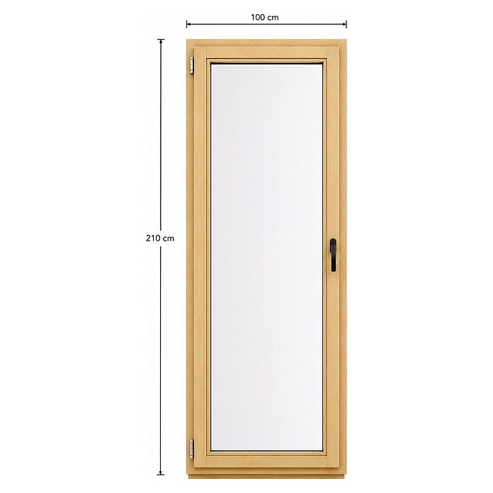 Balkonska vrata brez kljuke  (100 x 210 cm, Smer odpiranja: Levo, Natur) | 4746 - Holzfenster | GBDB - Fenster | GBD - Bauelemente | GB - Bauelemente | G - Holz/Bauelem | BAUHAUS