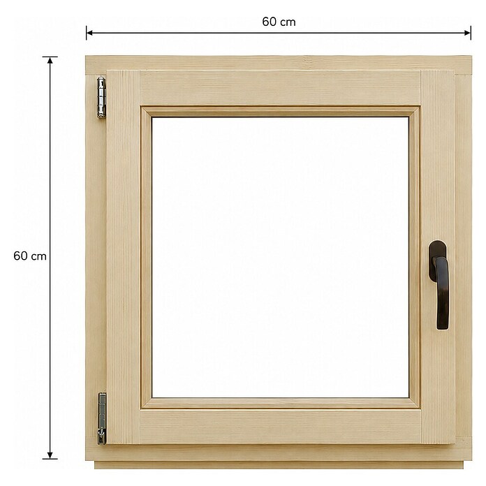 Leseno okno brez kljuke  (60 x 60 cm, Smer odpiranja: Levo, Natur) | Lesena okna | Okna | Okna, vrata in stopnice | Izdelki | BAUHAUS