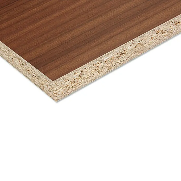 Spanplatte nach Maß - Stärke: 19 mm, L x B: 280 x 207 cm, Sapeli Mahagoni - Nahaufnahme einer Spanplatte mit Holzmaserung, die die Textur und das Material des Produkts hervorhebt.
