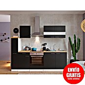 Respekta Composición de cocina (Ancho: 240 cm, Con dispositivos eléctricos, Negro)