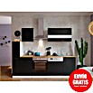 Respekta Composición de cocina (Ancho: 250 cm, Con dispositivos eléctricos, Negro)