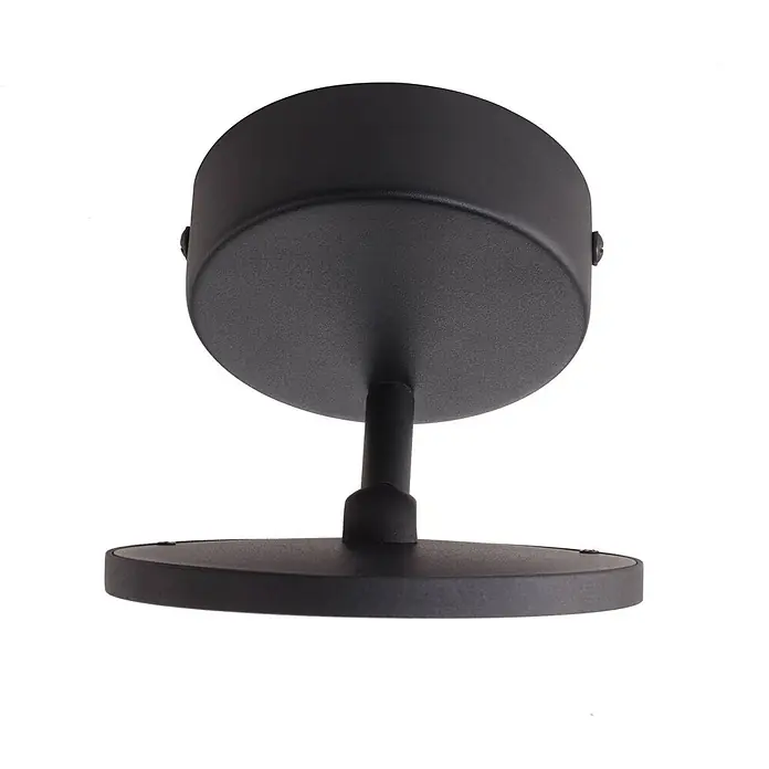 Lindby Deckenstrahler Manel - schwarz, schwarz - Mattschwarze Deckenleuchtenbasis aus Metall mit zylindrischer Haube und kurzem Verbindungsarm.