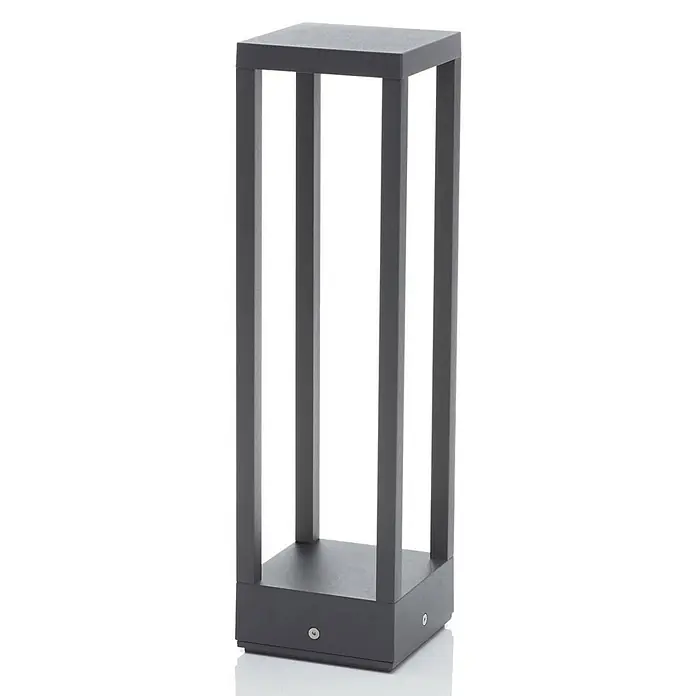Lucande Außensockelleuchte Carlota -  - Anthrazitfarbene quadratische Außenleuchte aus Metall, ideal für Wege.