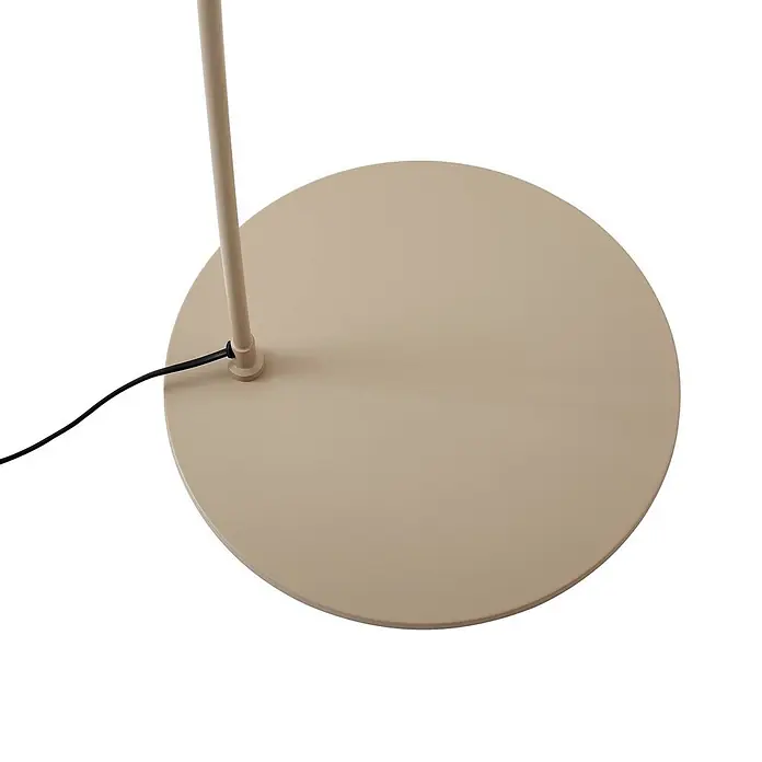 Lindby Stehleuchte Triangolo - Höhe: 195 cm, creme / amber, creme / amber, E27 - Runder, beiger Stehleuchtenfuß mit passendem Stab und schwarzem Stromkabel.