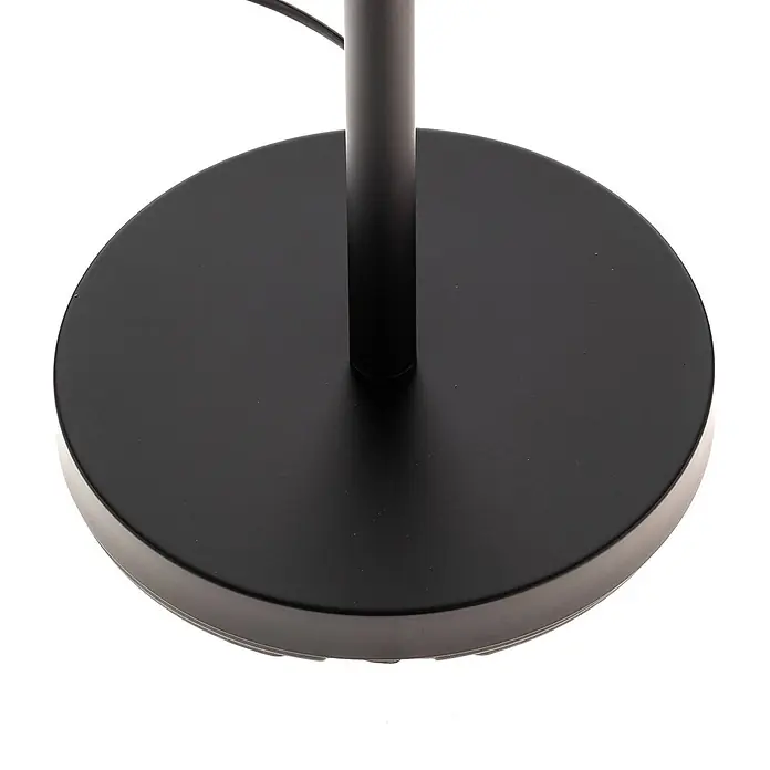 Lindby Stehleuchte Irmino - schwarz, schwarz, E27 - Schwarzer, runder Metallfuß einer Stehlampe für stabilen Stand.