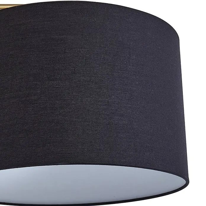 Lindby Stehleuchte Hillary - Höhe: 153 cm, messing / gold, schwarz, E27 - Zylindrischer Lampenschirm aus schwarzem Stoff mit weißer Innenseite.