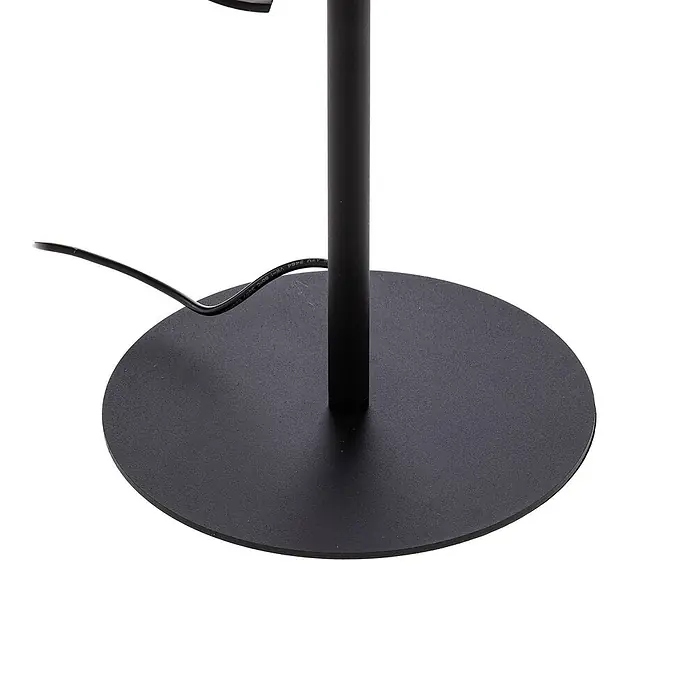 Lindby Stehleuchte Munja - Höhe: 150 cm, schwarz, schwarz - Runder, schwarzer Lampenfuß mit angeschlossenem schwarzem Stromkabel und schwarzem Lampenrohr.