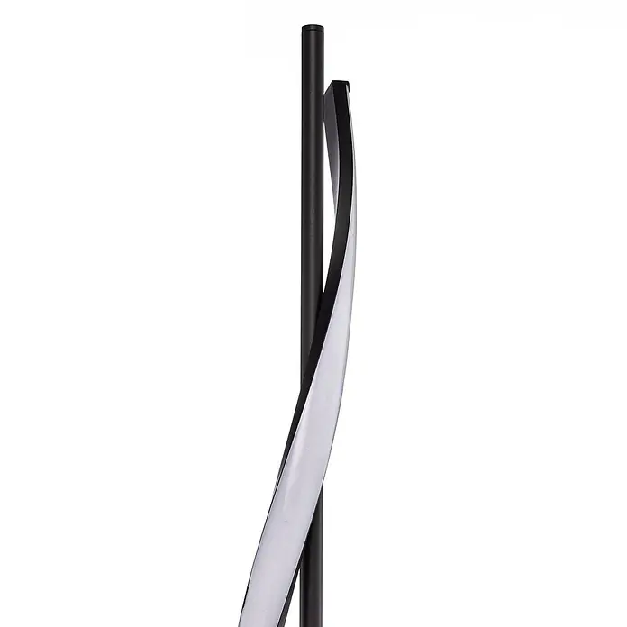 Lindby Stehleuchte Munja - Höhe: 150 cm, schwarz, schwarz - Moderne Stehlampe mit schwarzem Stab und verdrehtem weißen LED-Lichtband.