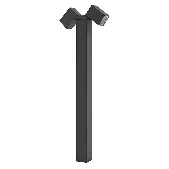 Lindby Außenlaterne Othil - 6,5 x 6,5 x 80 cm - Schwarze rechteckige Außenleuchte mit zwei verstellbaren würfelförmigen Leuchtköpfen.