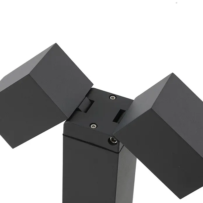 Lindby Außenlaterne Othil - 6,5 x 6,5 x 80 cm - Dunkelgraue/schwarze, eckige zweiflammige Außenleuchte mit verstellbaren Spots.