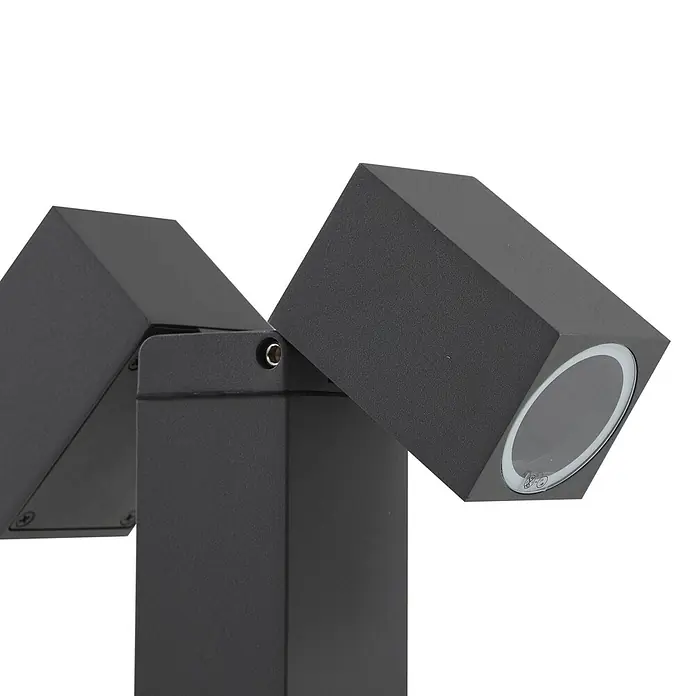 Lindby Außenlaterne Othil - 6,5 x 6,5 x 80 cm - Schwarze, moderne Außenleuchte mit zwei verstellbaren, würfelförmigen Strahlern.