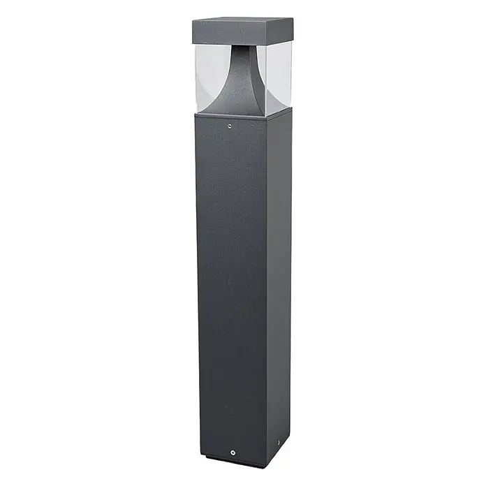 Lucande Außenlaterne Egon -  - Dunkelgraue Outdoor-Pollerleuchte mit transparentem Oberteil und geschwungenem Diffusor.