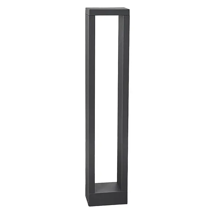 Lucande LED Wegeleuchte anthrazit Sockelleuchte 60 cm Gartenlampe Aluminium -  - Dunkelgraue rechteckige Außenwegleuchte mit modernem, offenem Rahmendesign.