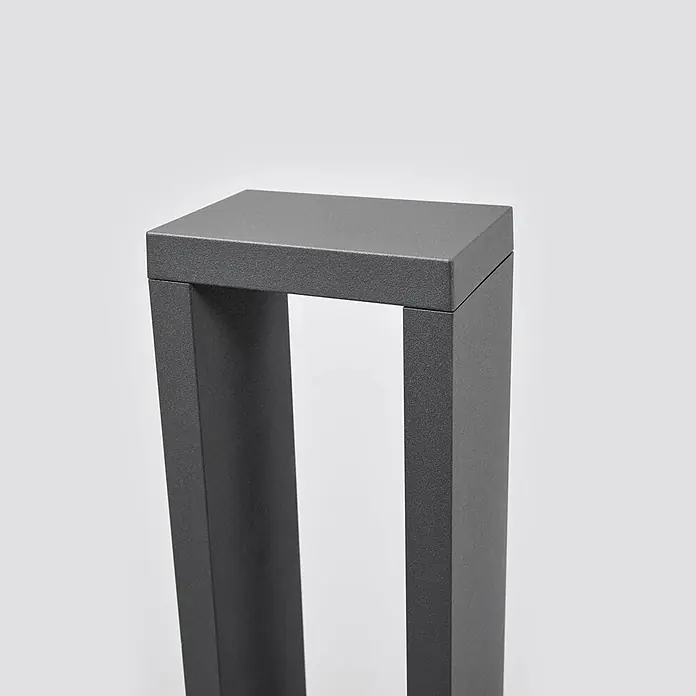 Lucande LED Wegeleuchte anthrazit Sockelleuchte 60 cm Gartenlampe Aluminium -  - Anthrazitfarbene Metall-Außenpollerleuchte mit rechteckigem, modernem Design.