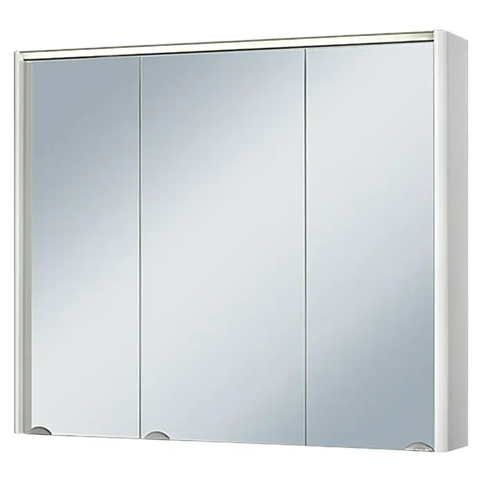 Riva LED-Spiegelschrank Verdal - B x H: 80 x 68 cm, Holz, Weiß - Spiegelschrank mit drei Türen.