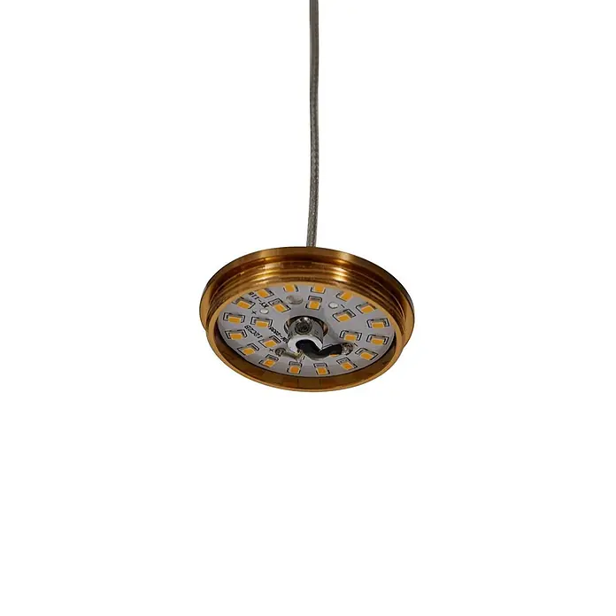 Lucande Pendelleuchte Ismenia - L x B x H: 11 x 11 x 12 cm, klar / transparent, messing antik, transparent - Messingfarbenes LED-Lichtmodul in Hängeausführung mit sichtbaren LED-Chips.