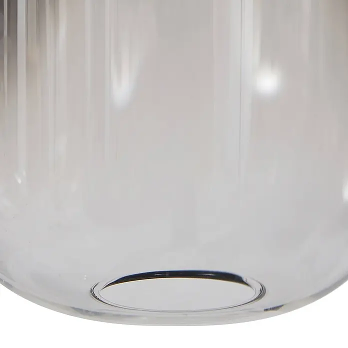 Lucande Pendelleuchte Avelina - L x B x H: 77 x 77 x 17 cm, alu / grau / zink, rauchgrau, Schwarz - Klarer Glasbehälter mit glatter, gekrümmter Form und kreisförmigem Boden.