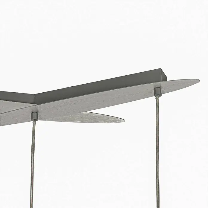 Lucande Pendelleuchte Thamila - L x B x H: 53 x 53 x 21 cm, Multicolour, karamel, Schwarz, grau, weiß, braun, E27 - Grauer Metallrahmen einer modernen Deckenleuchte mit dünnen Aufhängedrähten.