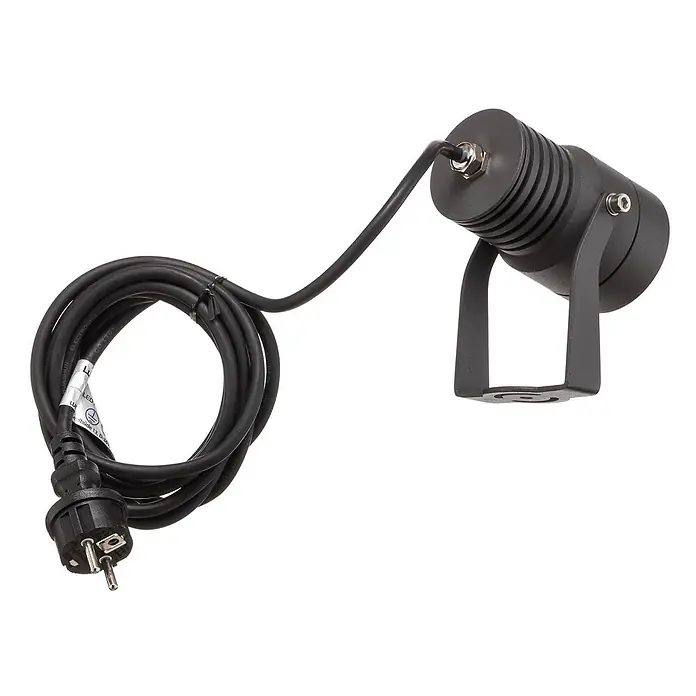 Lucande LED Gartenstrahler mit Erdspieß in dunkelgrau, Strahler Garten -  - Schwarzer LED-Strahler mit verstellbarem Standfuß und Netzkabel mit europäischem Stecker.