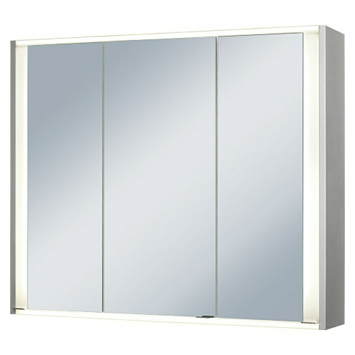 Riva Spiegelschrank Faris (Aluminium, Breite: 83,5 cm, 3-türig, MDF, Mit Beleuchtung, LED, Energieeffizienzklasse: A)