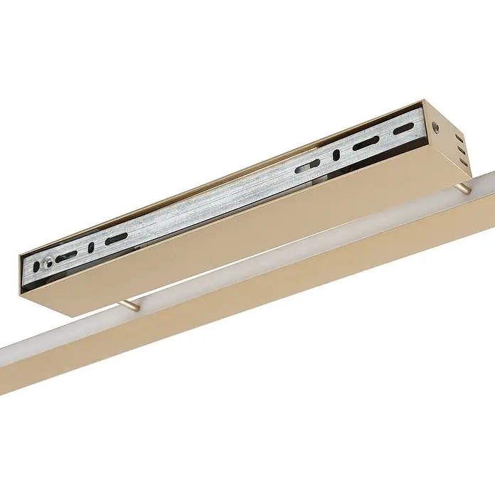 Lucande Deckenleuchte Mylosh - messing / gold - Goldfarbenes lineares LED-Schienensystem mit sichtbarer Montageschiene und weißem Diffusor.