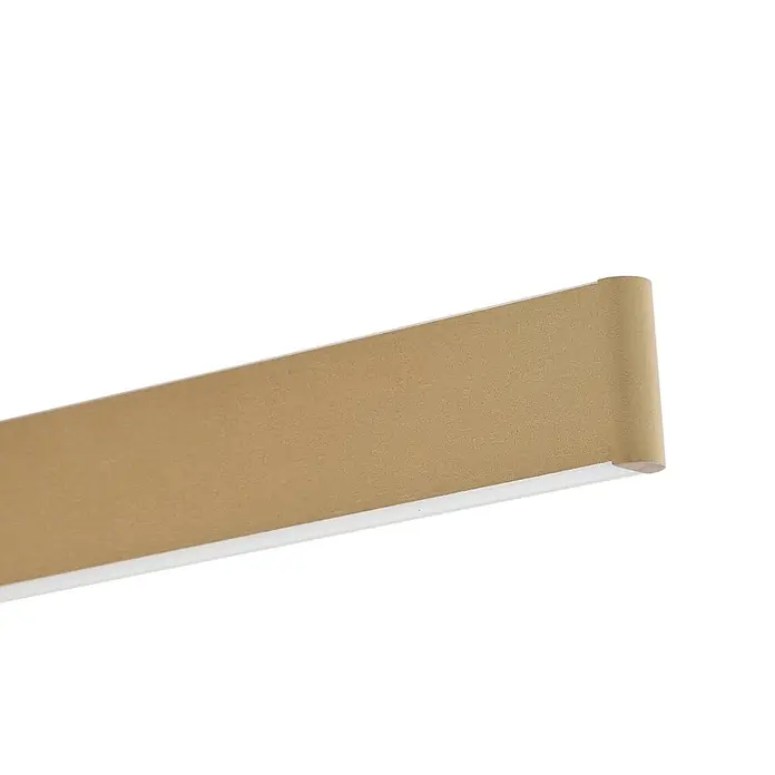 Lucande Deckenleuchte Mylosh - messing / gold - Goldenes lineares LED-Profillicht mit abgerundetem Ende und weißem Diffusor.