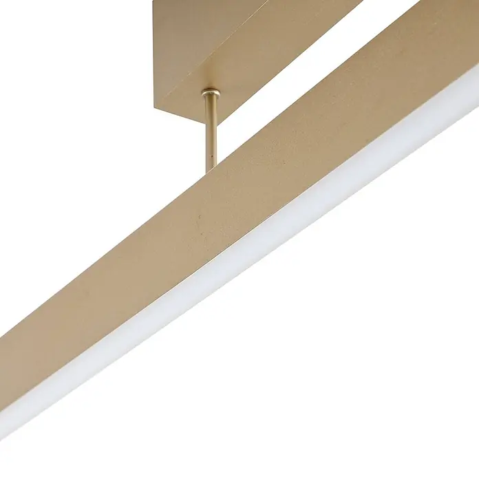 Lucande Deckenleuchte Mylosh - messing / gold - Goldfarbene lineare LED-Leuchte, von oben abgehängt, mit mattem Diffusor.