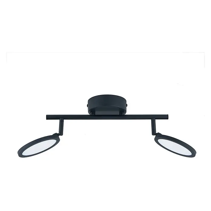 Lindby Deckenstrahler Manel - schwarz, schwarz - Schwarze Deckenleuchte mit zwei verstellbaren LED-Spots.