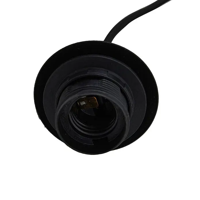 Lindby Pendelleuchte Arloris - alu / grau / zink, rauchgrau, Schwarz, E27 - Schwarze Kunststoff-Lampenfassung mit Gewindesockel und angeschlossenem Stromkabel.