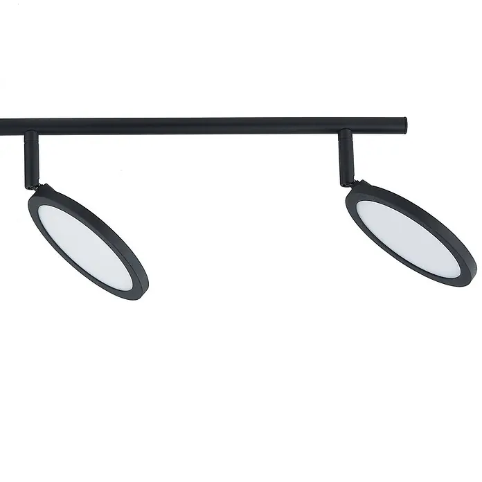 Lindby Deckenstrahler Manel - L x B x H: 82 x 13 x 21 cm, schwarz, schwarz - Schwarze Stromschienenleuchte mit zwei flachen, runden LED-Strahlern. Jeder Strahler ist verstellbar.
