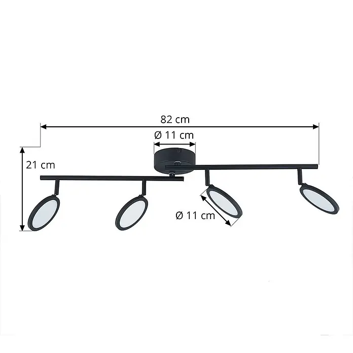 Lindby Deckenstrahler Manel - L x B x H: 82 x 13 x 21 cm, schwarz, schwarz - Schwarzer 4-flammiger Deckenstrahler mit verstellbaren ovalen Köpfen.