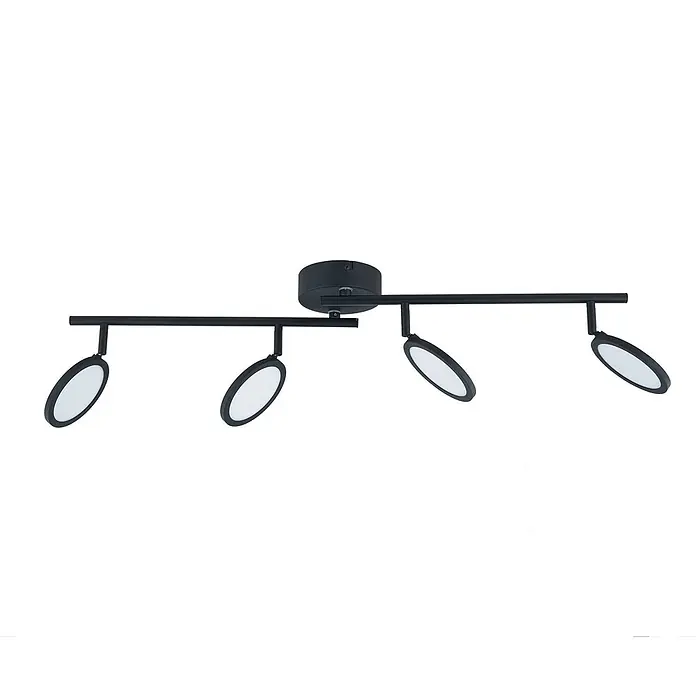 Lindby Deckenstrahler Manel - L x B x H: 82 x 13 x 21 cm, schwarz, schwarz - Schwarze Deckenleuchte mit vier ovalen LED-Spots.