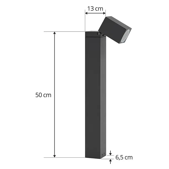 Lindby Außensockelleuchte Othil -  - Dunkelgraue Metall-Pollerleuchte mit verstellbarem Kopf, 50 cm hoch, 13 cm Ausladung.