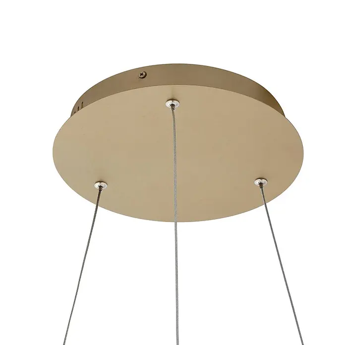 Lucande Pendelleuchte Yonam - L x B x H: 60 x 60 x 4,5 cm, messing / gold, gold - Runde, goldfarbene Deckenrosette aus Metall mit mehreren Aufhängedrähten.