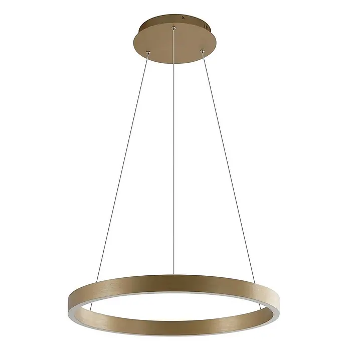 Lucande Pendelleuchte Yonam - L x B x H: 60 x 60 x 4,5 cm, messing / gold, gold - Gebürstete goldene LED-Pendelleuchte, kreisförmig, mit passendem Baldachin.