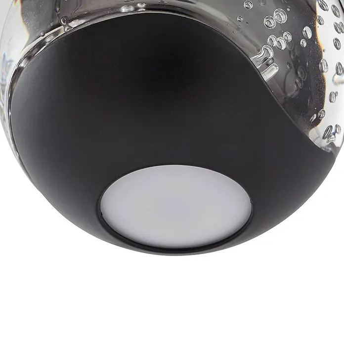 Lucande Pendelleuchte Hayley - klar / transparent, klar, Schwarz - Schwarze Leuchte mit klarem Blasen-Glas und weißem LED-Licht.